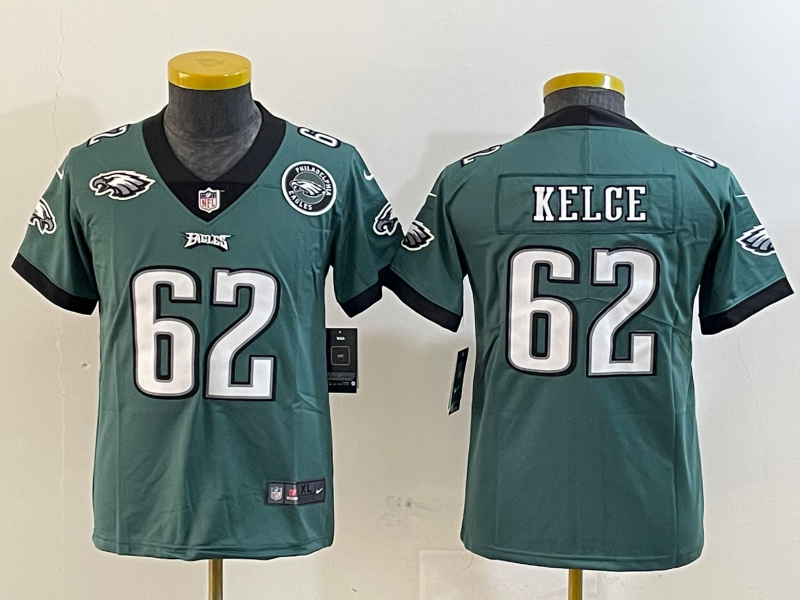 Youth 2025 Philadelphia Eagles 62 Kelce green Nike NFL jersey style 5